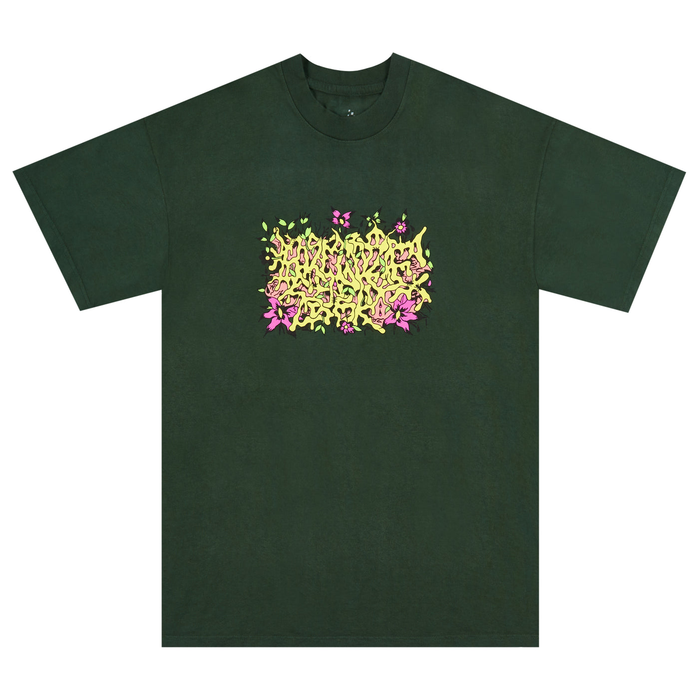 Bronze 56K Floral Burner Tee - Forest Green