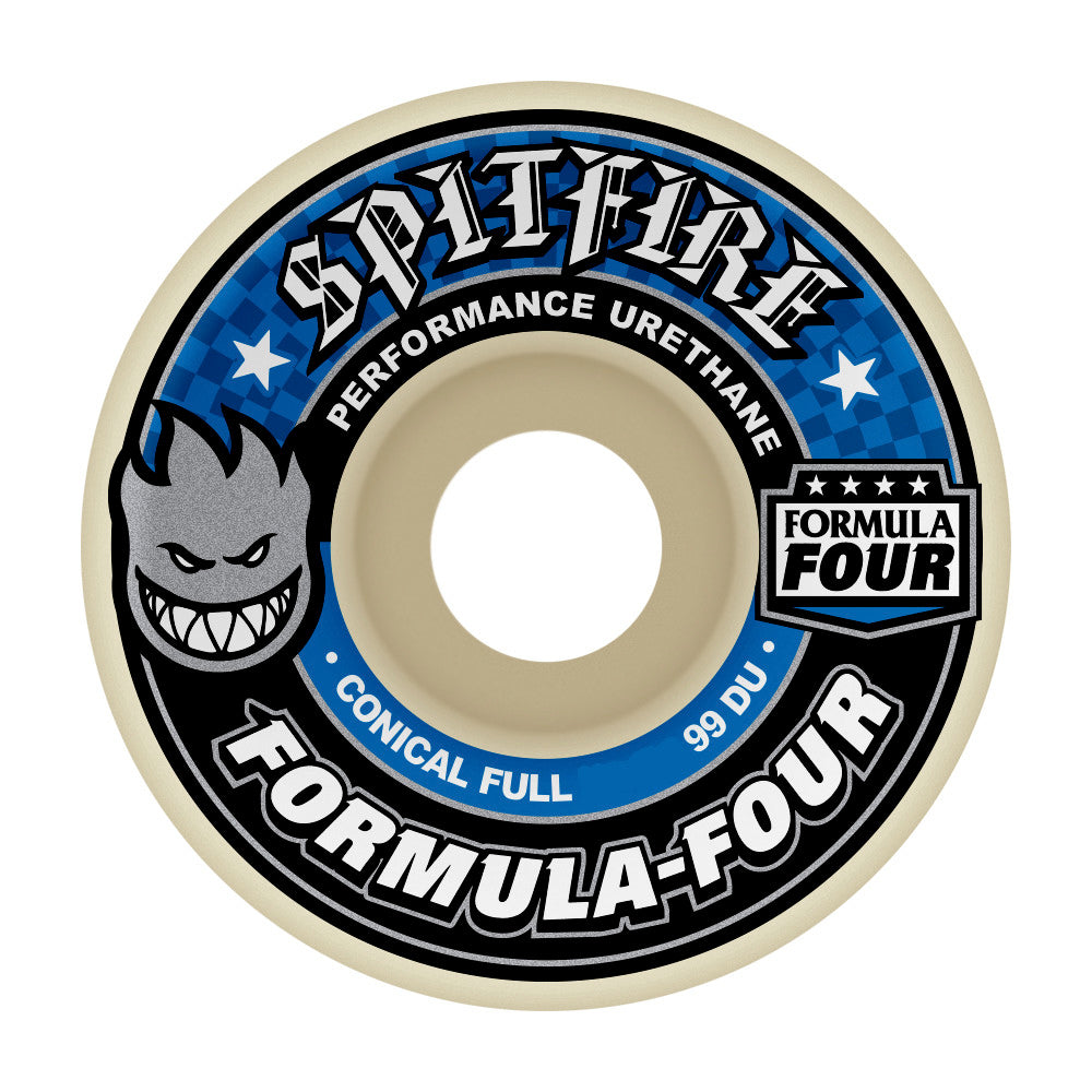 Spitfire Formula Four Conical Full Wheels - 99D 58mm Blue Print