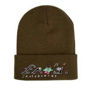 Frog Happy Dirty Beanie - Olive