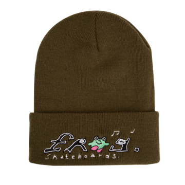 Frog Happy Dirty Beanie - Olive