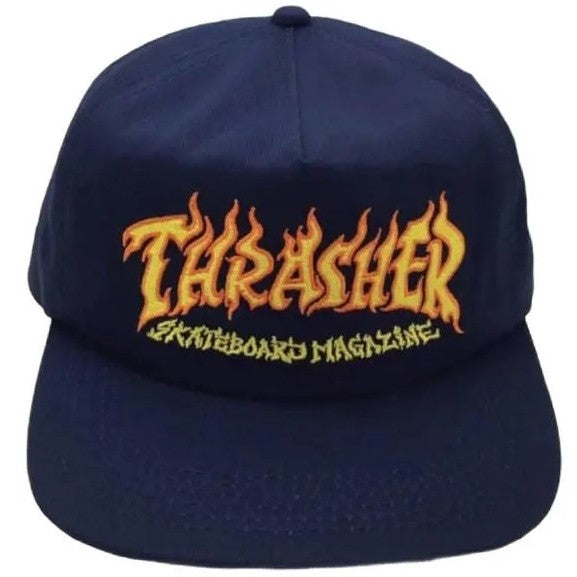 Thrasher Fire Logo Snapback - Navy