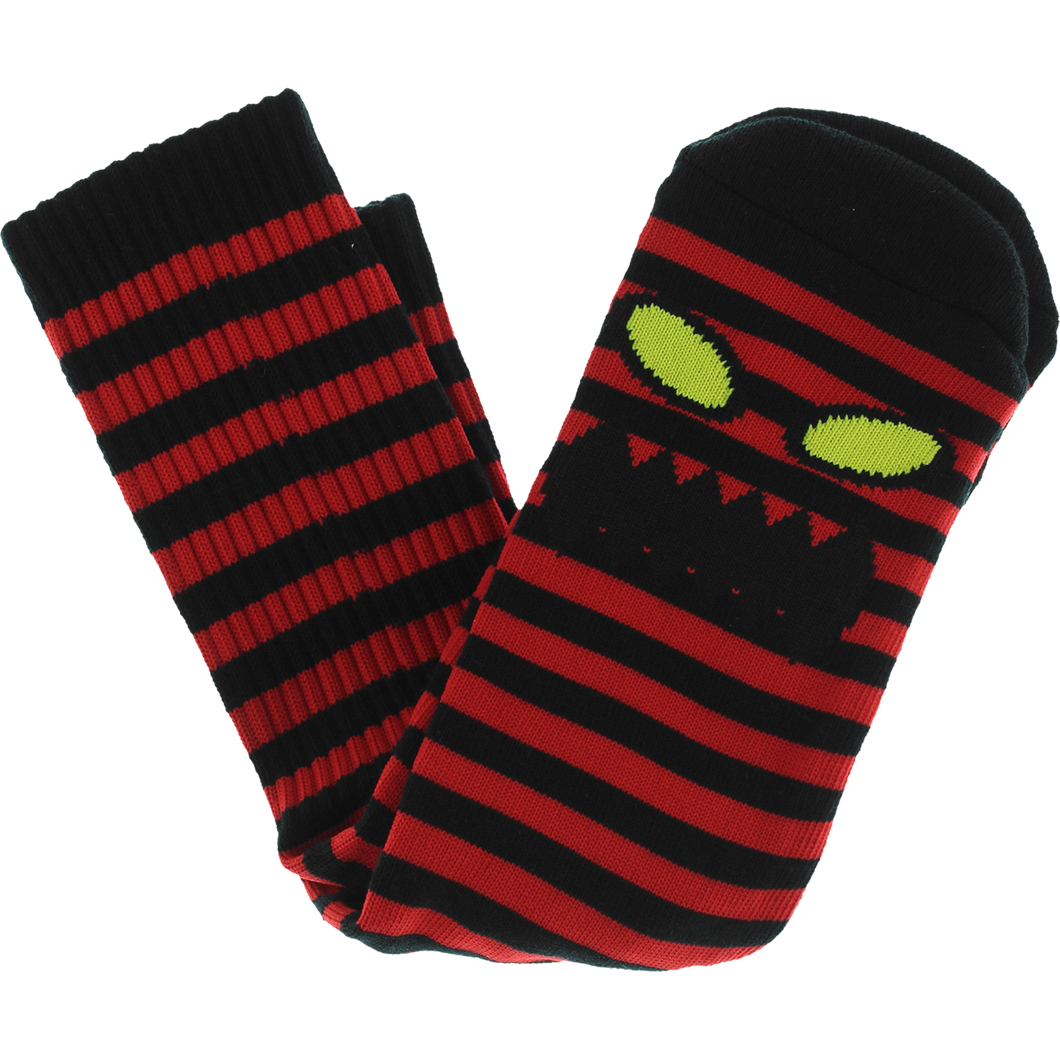 Toy Machine Monster Face Mini Stripe Sock - Red