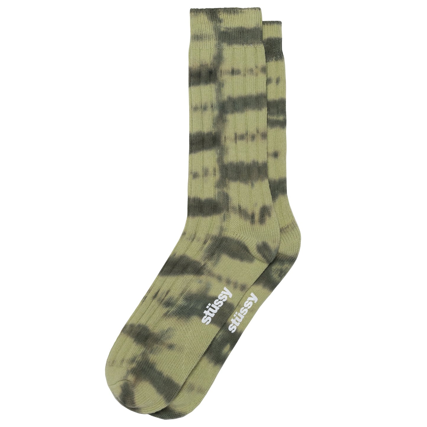 Stussy Dyed Stripe Ribbed Crew Socks - Sage