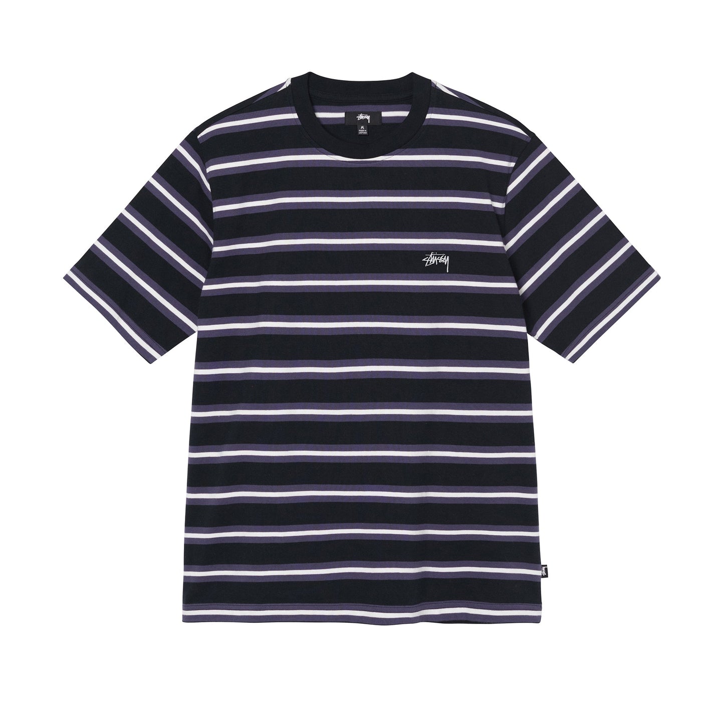 Stussy Multi Stripe Crew Tee - Black