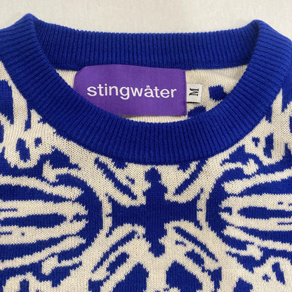 Stingwater Speshal Connection Mushroom Print Jacquard Knit Sweater - King Blue