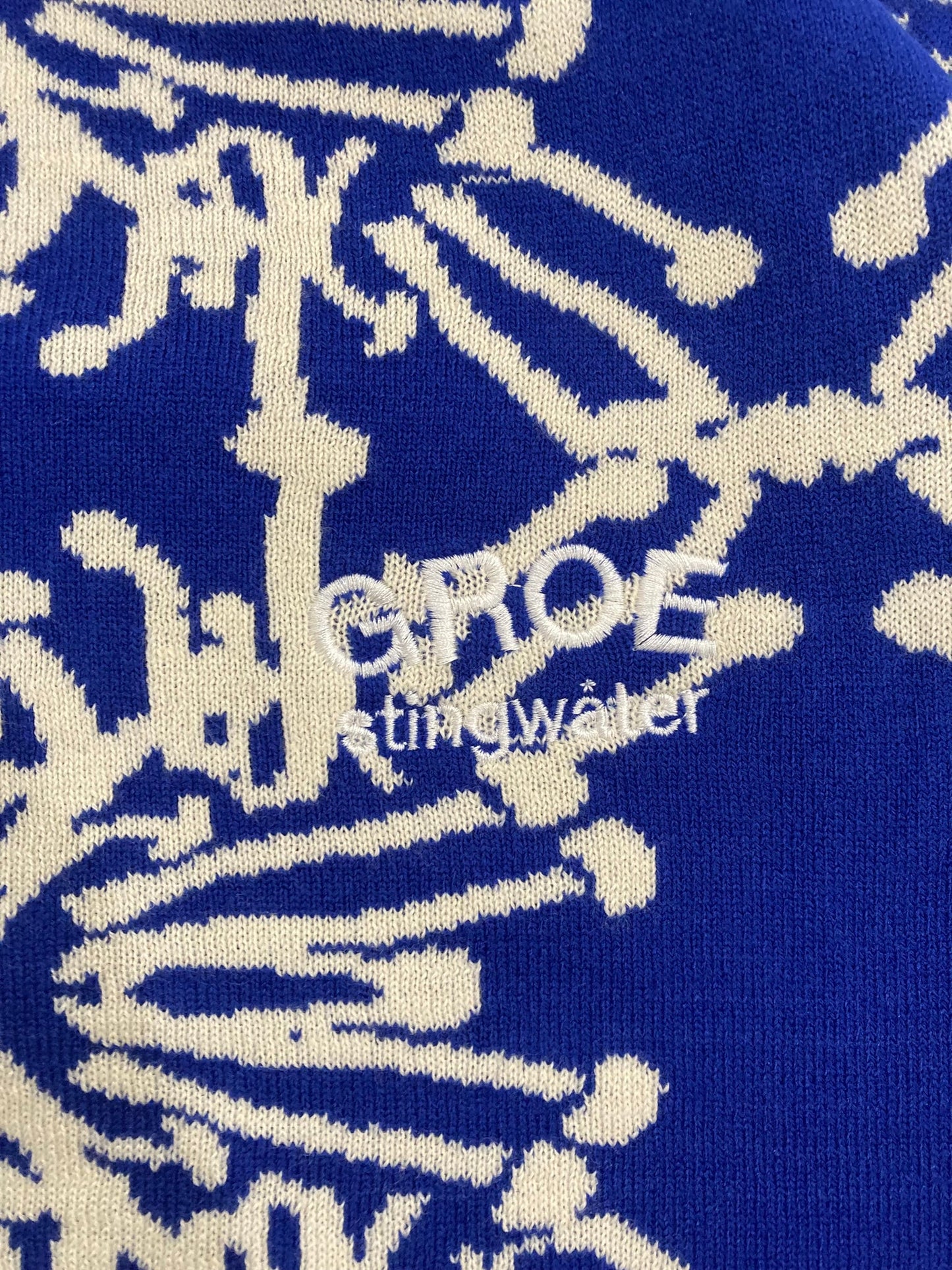 Stingwater Speshal Connection Mushroom Print Jacquard Knit Sweater - King Blue