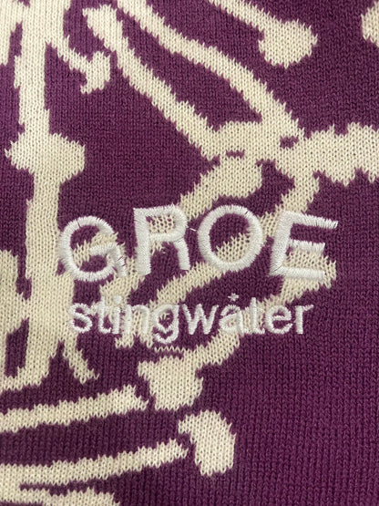 Stingwater Speshal Connection Mushroom Print Jacquard Knit Sweater - Royal Purple