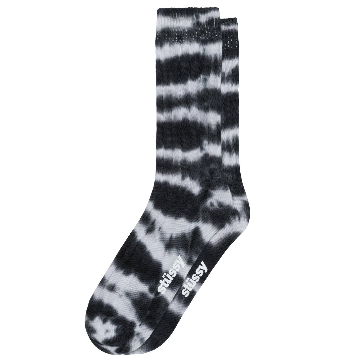 Stussy Dyed Stripe Ribbed Crew Socks - Black