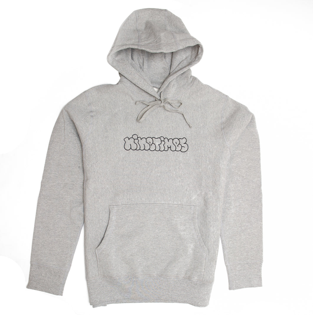 Ninetimes Embroidered Outline Hoodie - Athletic Grey