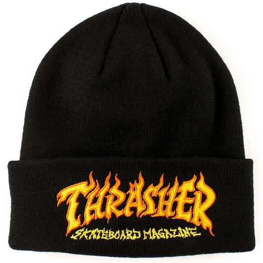 Thrasher Fire Logo Beanie - Black