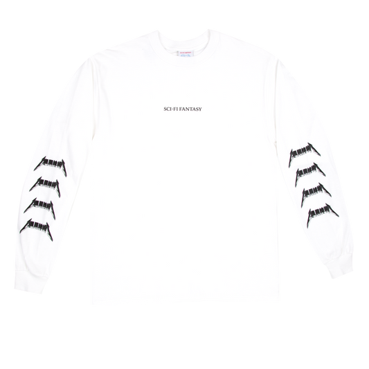 Sci-Fi Fantasy Metal Logo Longsleeve - White