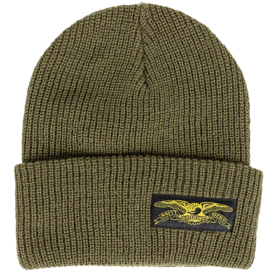 Antihero Stock Eagle Label Cuff Beanie - Olive/Black/Yellow