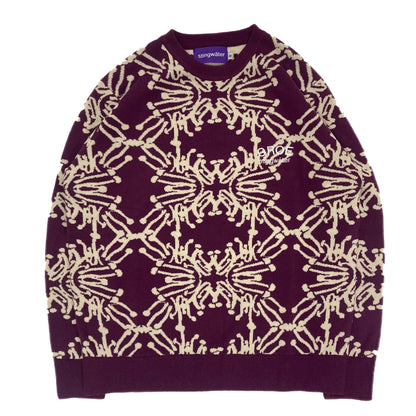 Stingwater Speshal Connection Mushroom Print Jacquard Knit Sweater - Royal Purple