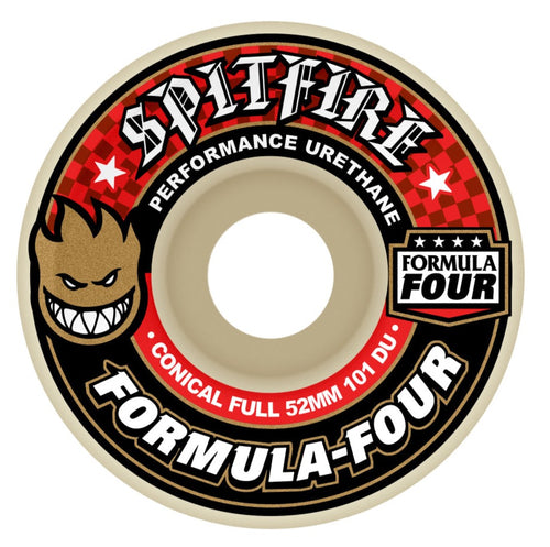 Spitfire Formula Four Conical Full Wheels - 101D 53mm Red Print