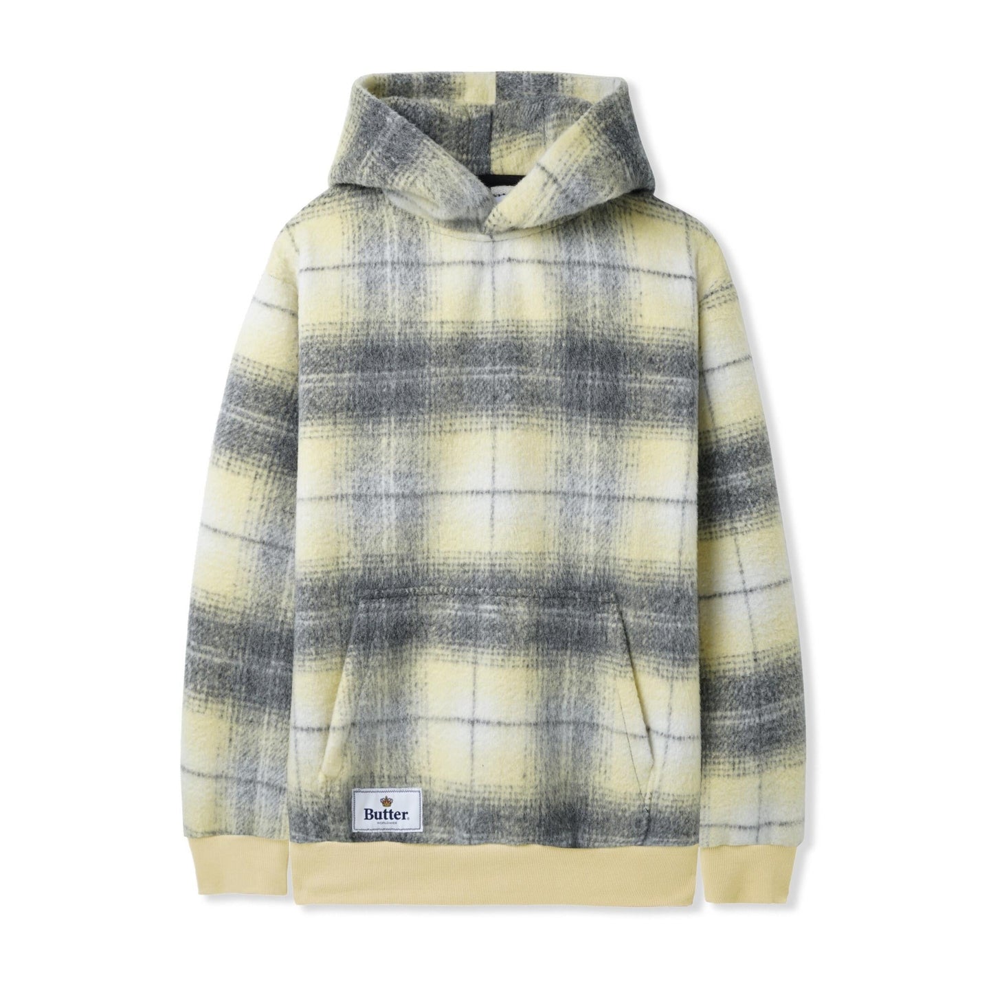 Butter Goods Heavyweight Plaid Pullover Hood - Charcoal / Zest