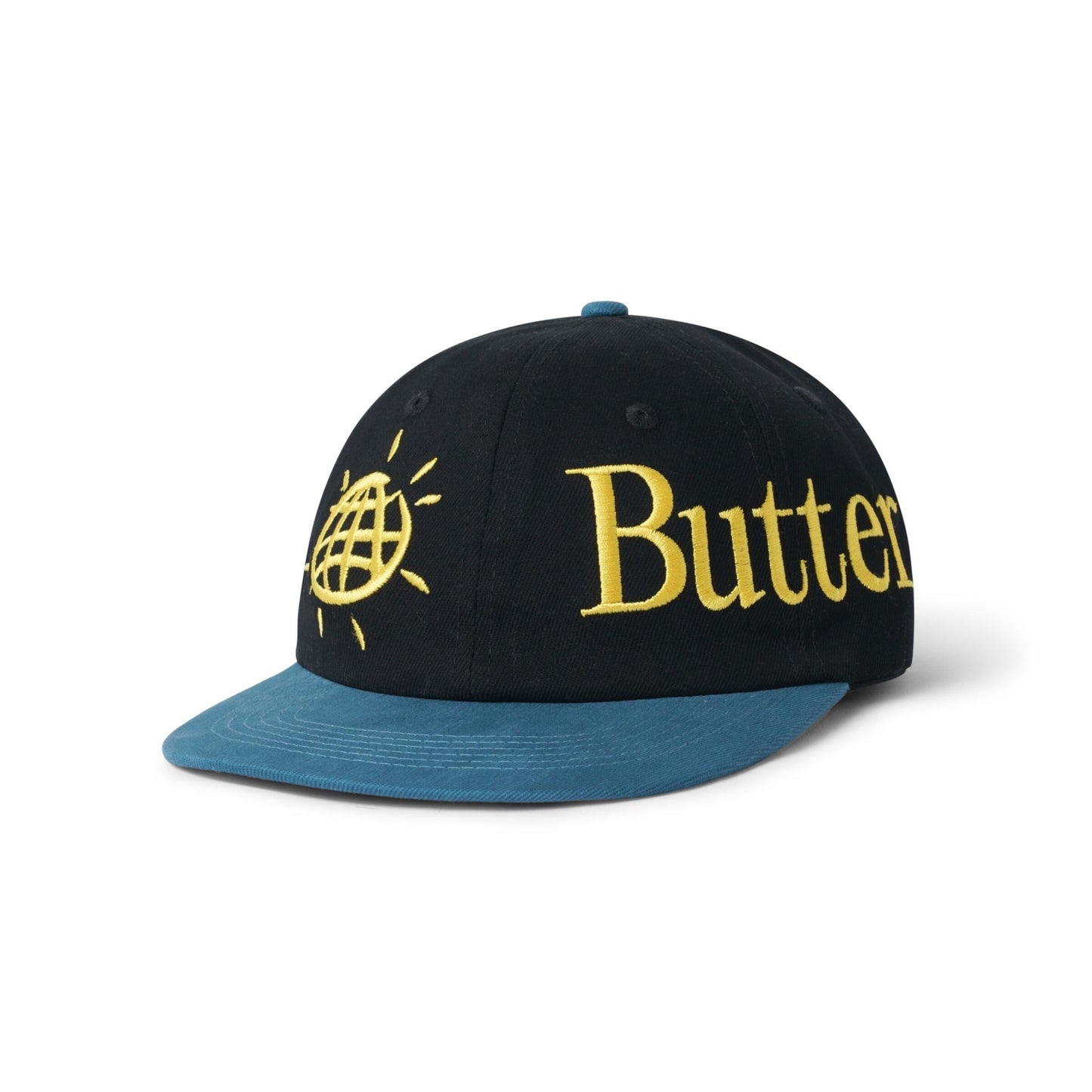 Butter Goods Discovery 6 Panel Cap - Black / Dark Teal