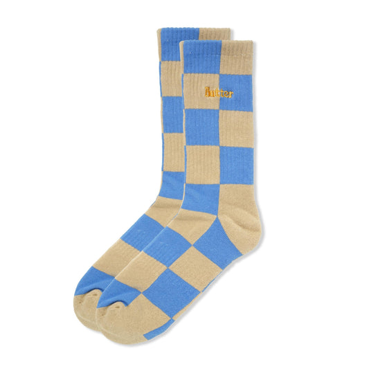 Butter Goods Checkered Socks - Oat/Lake