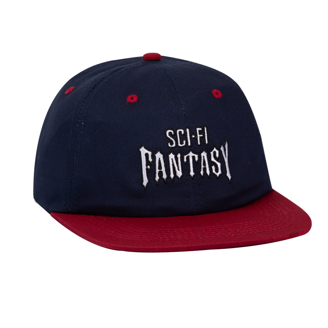 Sci-Fi Fantasy Biker Logo Hat - Navy/Cardinal