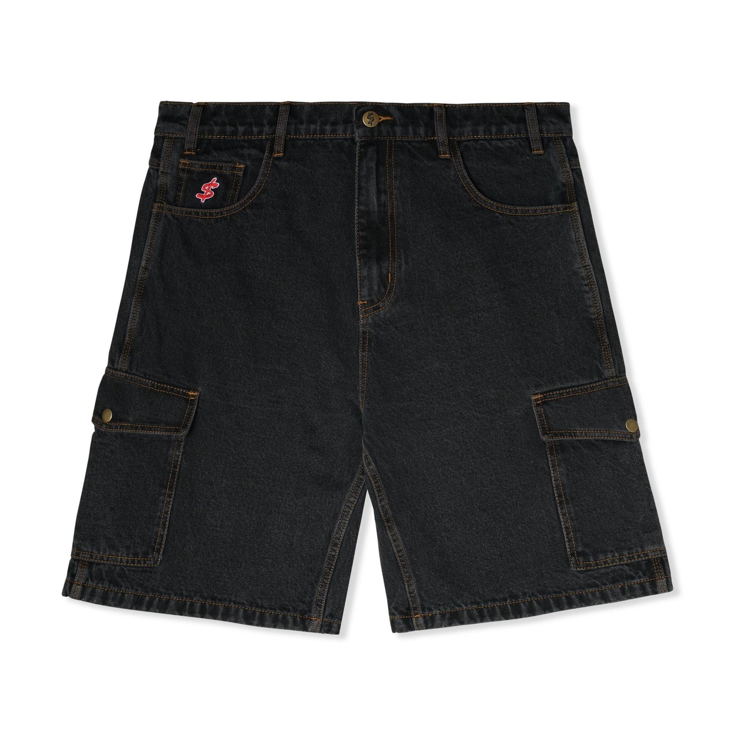 Cash Only Denim Cargo Shorts - Washed Black