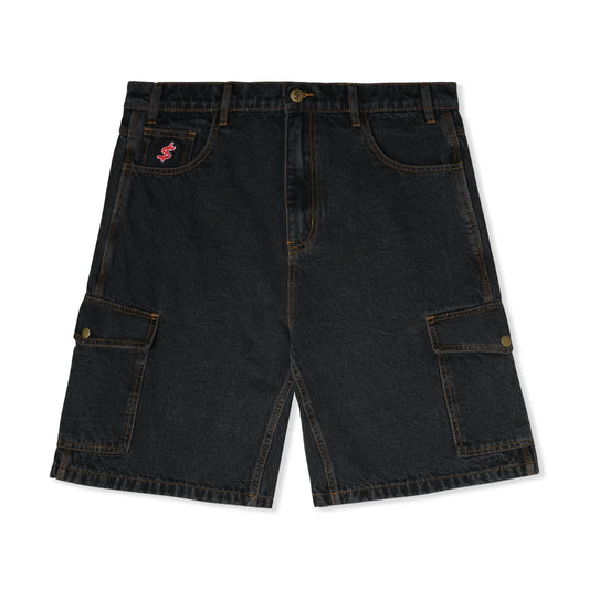 Cash Only Denim Cargo Shorts - Washed Black