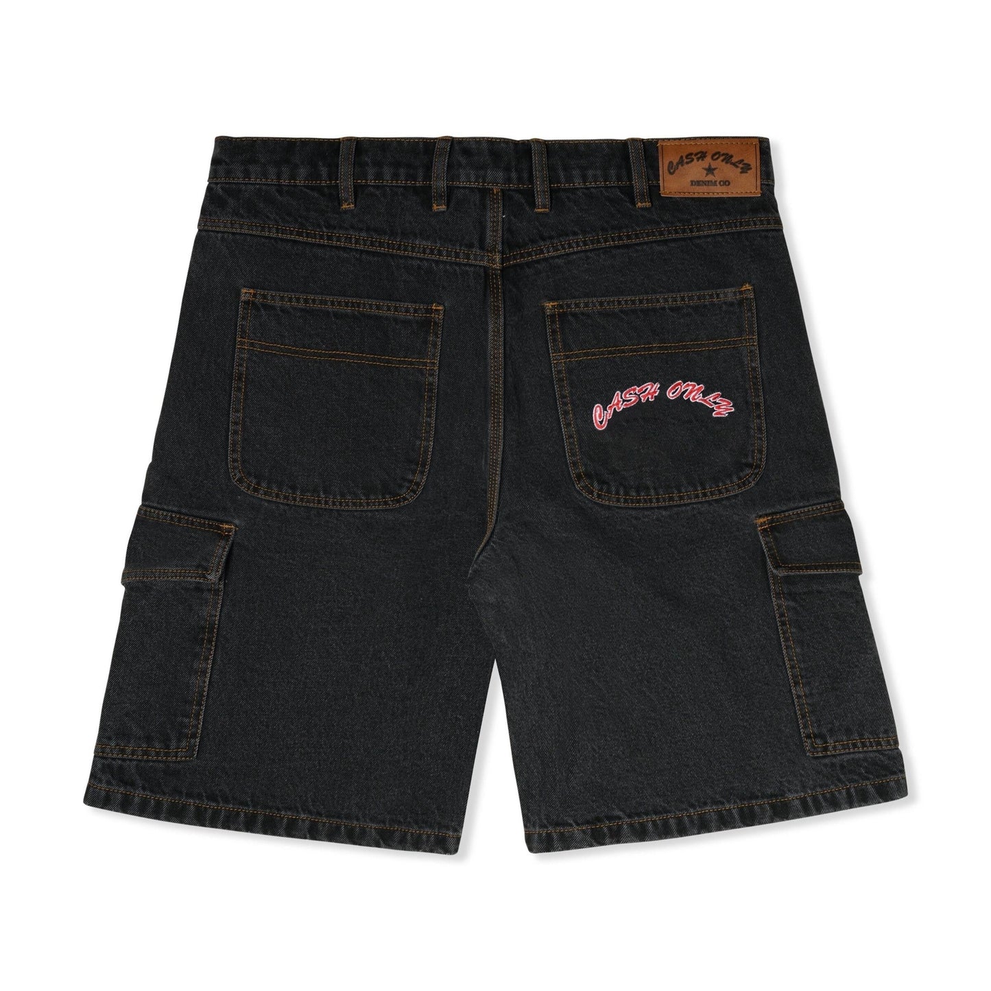 Cash Only Denim Cargo Shorts - Washed Black