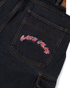 Cash Only Denim Cargo Shorts - Washed Black