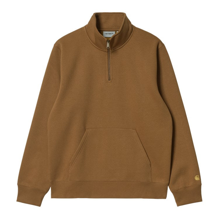 Carhartt WIP Chase Neck Zip Sweatshirt - Hamilton Brown / Gold