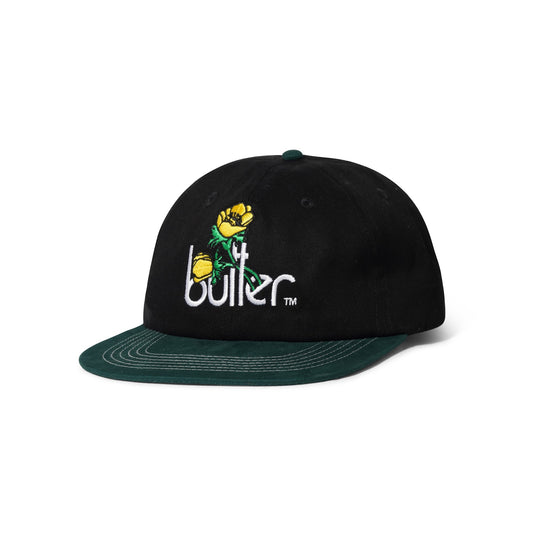 Butter Goods Windflowers 6 Panel Cap - Black/Sage