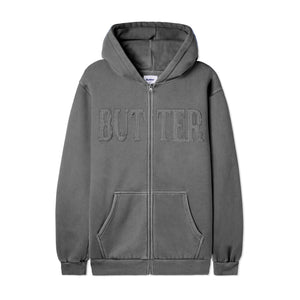 Butter Goods Fabric Applique Zip Pullover Hoodie - Washed Ink
