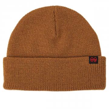 Krooked Eyes Clip Cuff Beanie - Brown/Red/Black