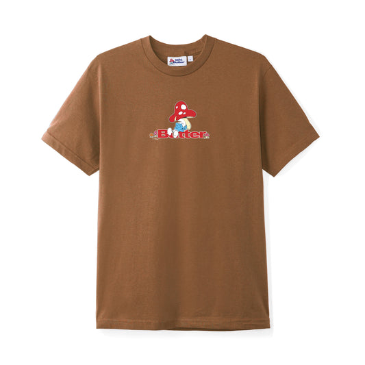 Butter Goods x The Smurfs Lazy Logo Tee - Oak Brown