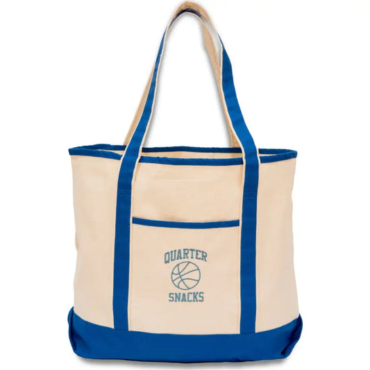 Quartersnacks Basketball Logo Embroidered Tote - Natural/Royal