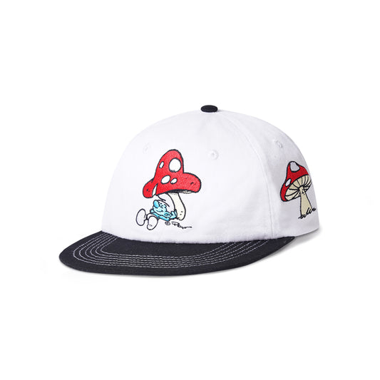 Butter Goods x The Smurfs Mushroom 6 Panel Cap - White / Black