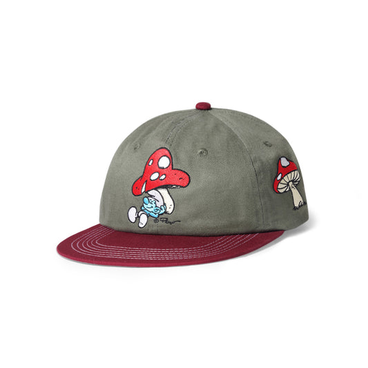 Butter Goods x The Smurfs Mushroom 6 Panel Cap - Army / Wine