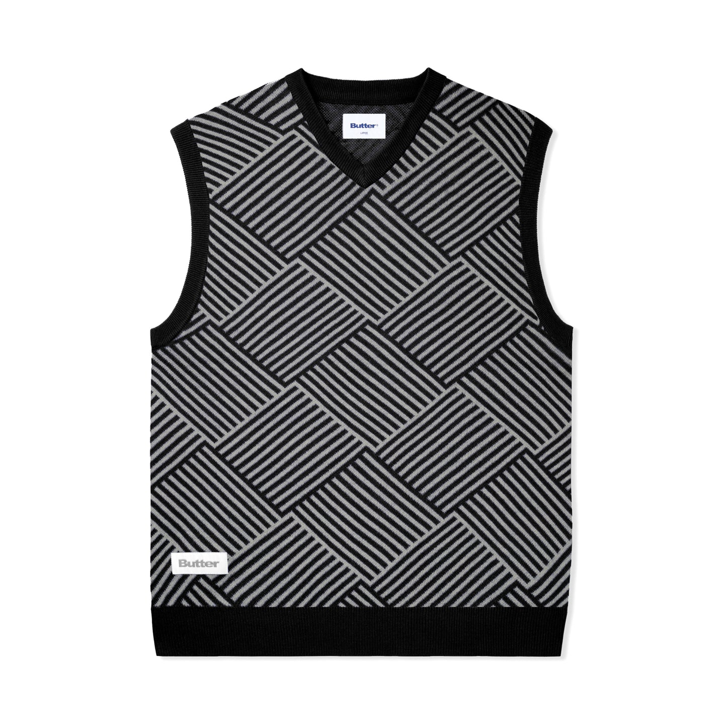 Butter Goods Parquet Knit Vest - Black/Grey