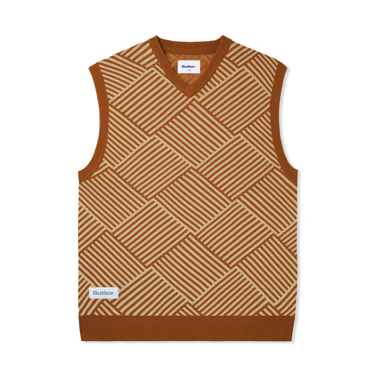 Butter Goods Parquet Knit Vest - Brown/Tan