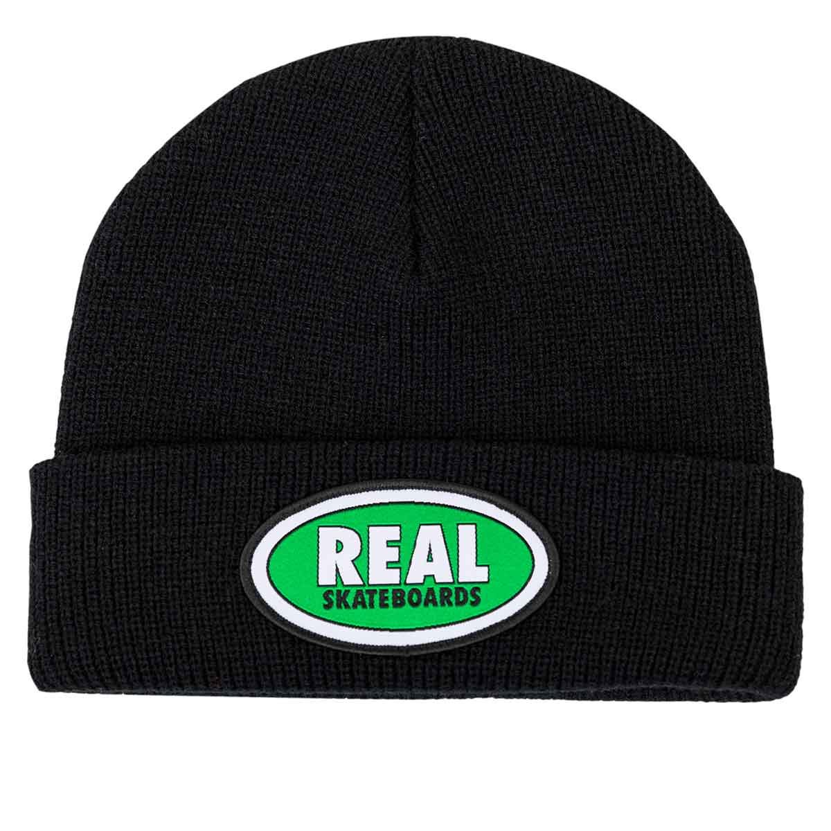 Real Oval Cuff Beanie - Black/Green