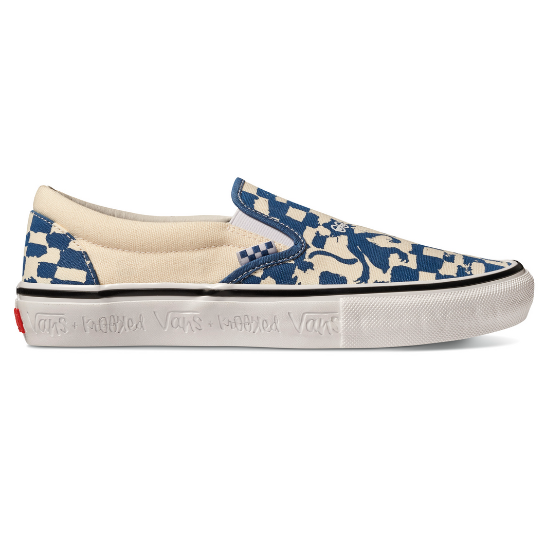 Vans X Krooked By Natas For Ray Barbee Skate Slip On - Blue/White