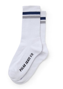 Polar Stripe Socks - White/Navy/Grey