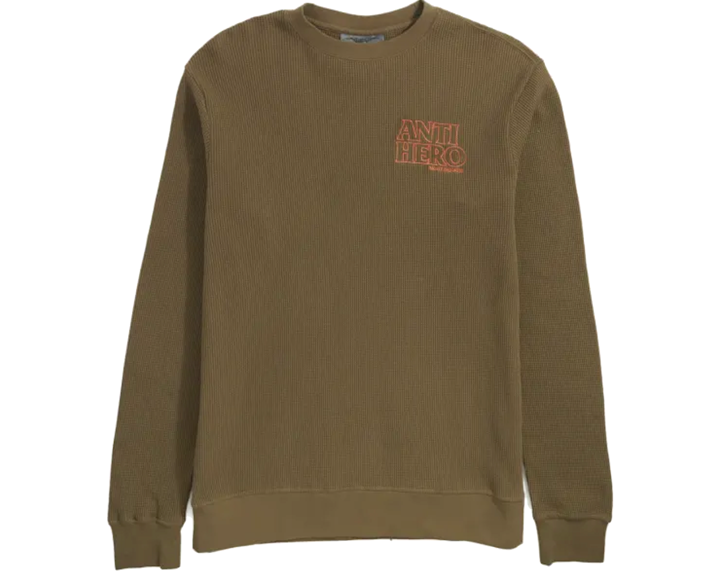 Antihero Lil Black Hero Outline Custom Thermal Waffle Knit Crew - Brown/Orange