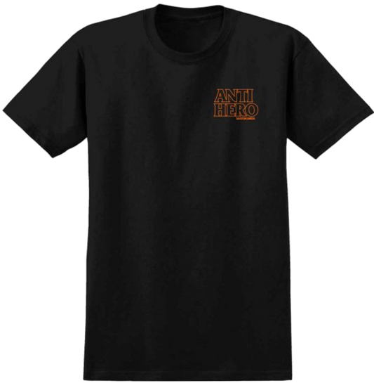 Antihero Lil Black Hero Outline S/S T-Shirt - Black/Orange