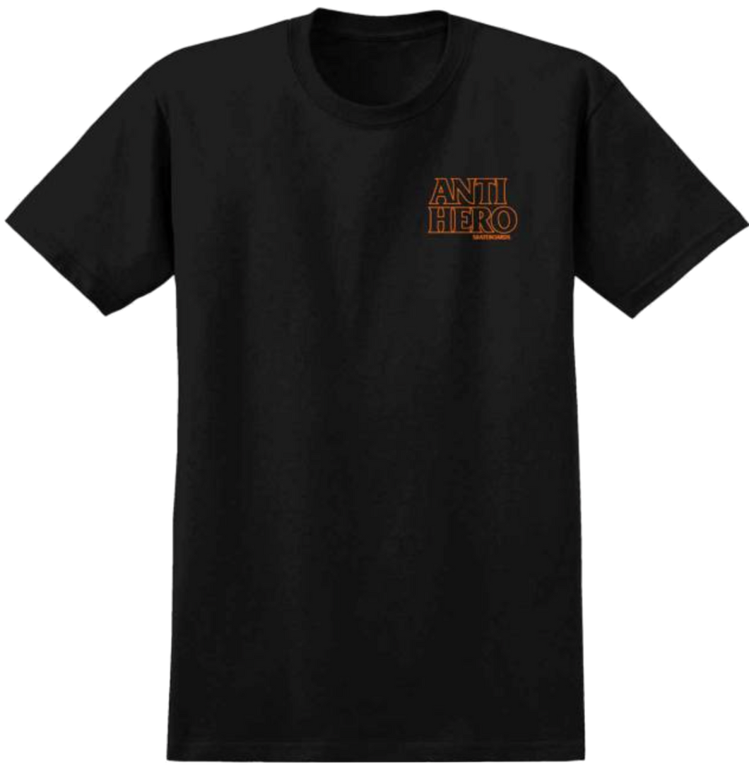 Antihero Lil Black Hero Outline S/S T-Shirt - Black/Orange