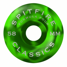 Load image into Gallery viewer, Spitfire Formula Four Swirled Classic Lime/Green Wheels - 99D 58mm
