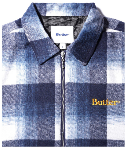 Butter Goods Plaid Zip Thru Overshirt - Navy