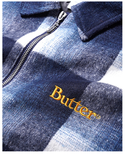 Butter Goods Plaid Zip Thru Overshirt - Navy