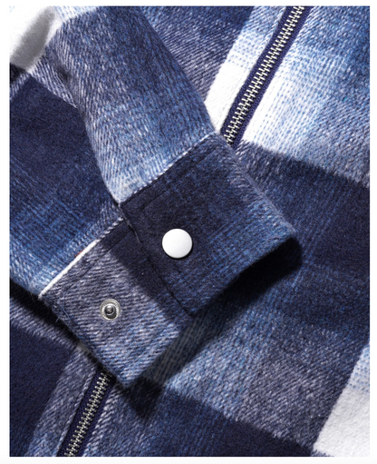 Butter Goods Plaid Zip Thru Overshirt - Navy