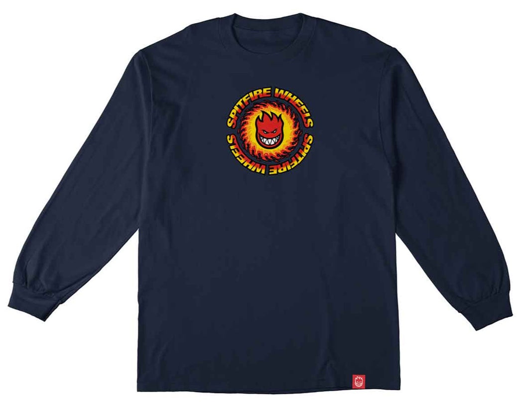 Spitfire Og Fireball L/S T- Shirt - Navy/Red/Yellow