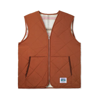 Butter Goods Reversible Hairy Plaid Vest - Brown/Pink