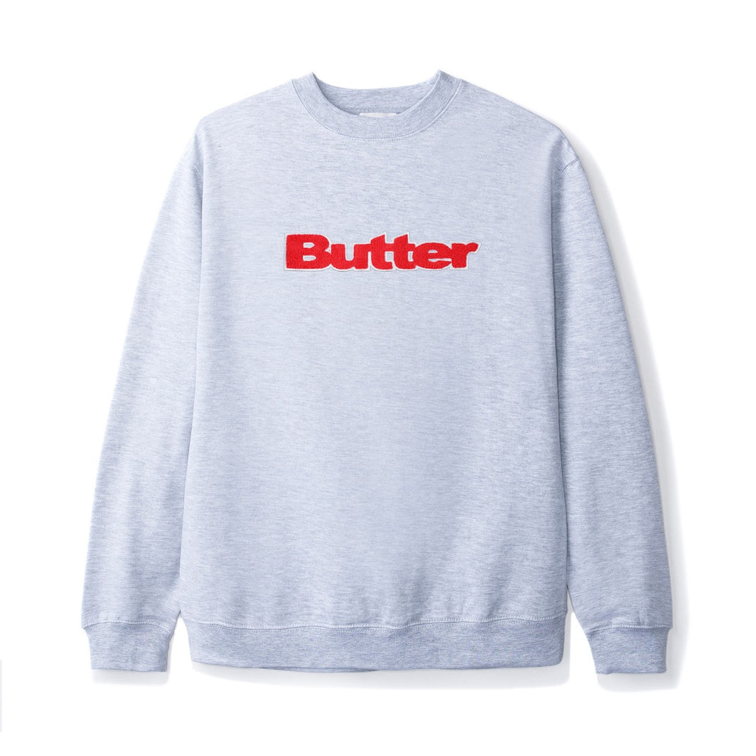 Butter Goods Chenille Logo Crew - Ash Grey/Red