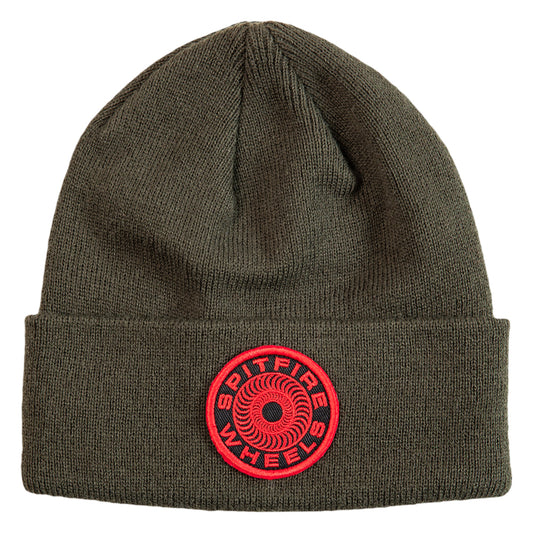 Spitfire Classic 87 Swirl Patch Cuff Beanie - Olive/Black/Red